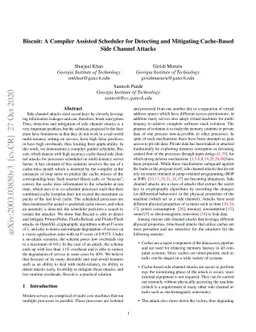 A Compiler Assisted Scheduler for Detecting and Mitigating Cache-Based
  Side Channel Attacks