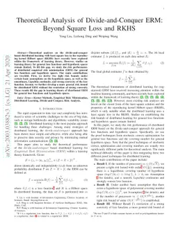 Theoretical Analysis of Divide-and-Conquer ERM: Beyond Square Loss and
  RKHS