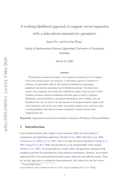 A working likelihood approach to support vector regression with a
  data-driven insensitivity parameter