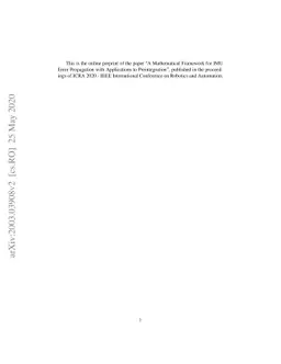 A Mathematical Framework for IMU Error Propagation with Applications to
  Preintegration