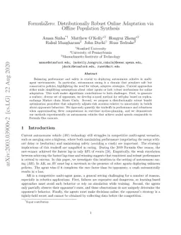 FormulaZero: Distributionally Robust Online Adaptation via Offline
  Population Synthesis