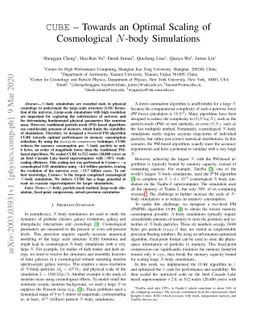 CUBE -- Towards an Optimal Scaling of Cosmological N-body Simulations