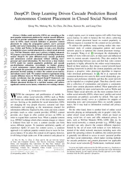 DeepCP: Deep Learning Driven Cascade Prediction Based Autonomous Content
  Placement in Closed Social Network
