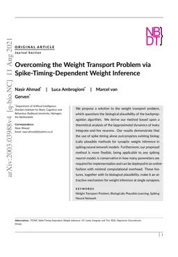 Overcoming the Weight Transport Problem via Spike-Timing-Dependent
  Weight Inference