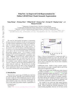 PolarNet: An Improved Grid Representation for Online LiDAR Point Clouds
  Semantic Segmentation
