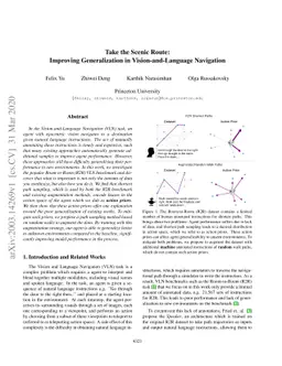 Take the Scenic Route: Improving Generalization in Vision-and-Language
  Navigation