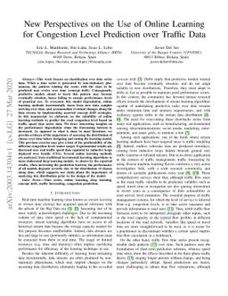 New Perspectives on the Use of Online Learning for Congestion Level
  Prediction over Traffic Data