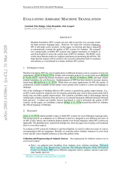 Evaluating Amharic Machine Translation