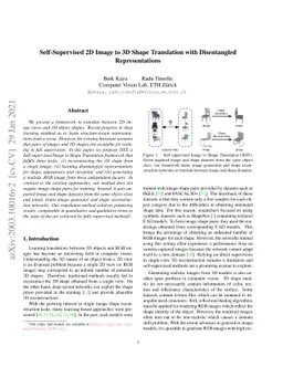 Self-Supervised 2D Image to 3D Shape Translation with Disentangled
  Representations