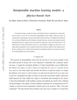 Interpretable machine learning models: a physics-based view
