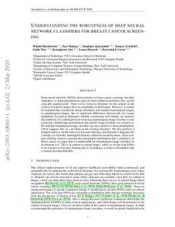 Understanding the robustness of deep neural network classifiers for
  breast cancer screening