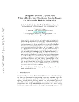 Bridge the Domain Gap Between Ultra-wide-field and Traditional Fundus
  Images via Adversarial Domain Adaptation