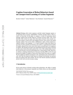 Caption Generation of Robot Behaviors based on Unsupervised Learning of
  Action Segments