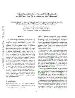 Fast(er) Reconstruction of Shredded Text Documents via Self-Supervised
  Deep Asymmetric Metric Learning
