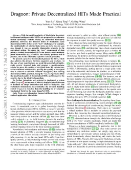 Dragoon: Private Decentralized HITs Made Practical