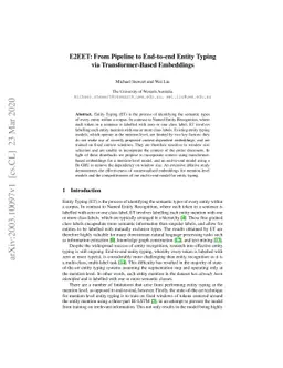 E2EET: From Pipeline to End-to-end Entity Typing via Transformer-Based
  Embeddings