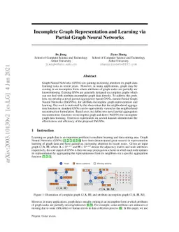 Incomplete Graph Representation and Learning via Partial Graph Neural
  Networks