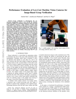 Performance Evaluation of Low-Cost Machine Vision Cameras for
  Image-Based Grasp Verification