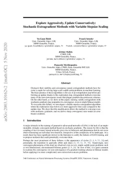 Explore Aggressively, Update Conservatively: Stochastic Extragradient
  Methods with Variable Stepsize Scaling