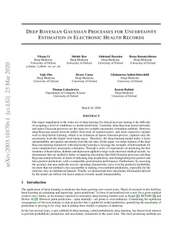Deep Bayesian Gaussian Processes for Uncertainty Estimation in
  Electronic Health Records