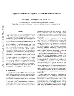 Adaptive Name Entity Recognition under Highly Unbalanced Data