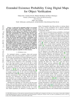 Extended Existence Probability Using Digital Maps for Object
  Verification