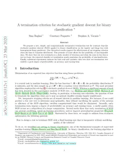A termination criterion for stochastic gradient descent for binary
  classification