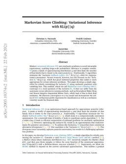 Markovian Score Climbing: Variational Inference with KL(p||q)