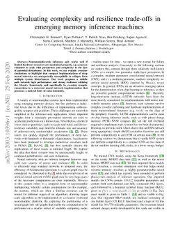 Evaluating complexity and resilience trade-offs in emerging memory
  inference machines