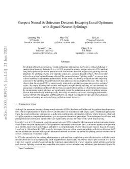 Steepest Descent Neural Architecture Optimization: Escaping Local
  Optimum with Signed Neural Splitting
