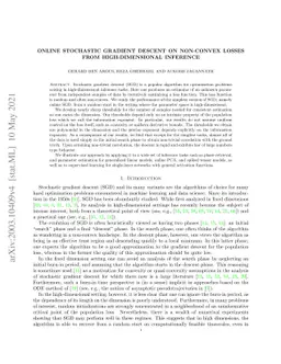Online stochastic gradient descent on non-convex losses from
  high-dimensional inference