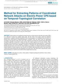 Method for Extracting Patterns of Coordinated Network Attacks on
  Electric Power CPS based on Temporal-Topological Correlation