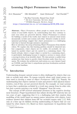 Learning Object Permanence from Video