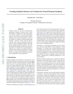 Creating Synthetic Datasets via Evolution for Neural Program Synthesis