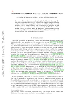 Multivariate Matrix Mittag--Leffler distributions