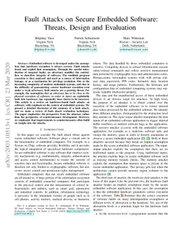 Fault Attacks on Secure Embedded Software: Threats, Design and
  Evaluation