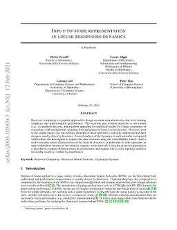 Input-to-State Representation in linear reservoirs dynamics