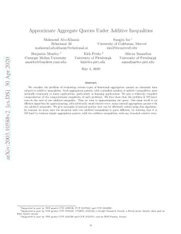 Approximate Aggregate Queries Under Additive Inequalities