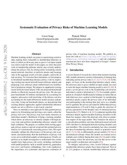 Systematic Evaluation of Privacy Risks of Machine Learning Models