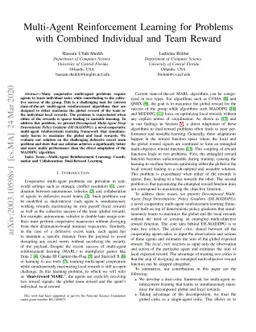 Multi-Agent Reinforcement Learning for Problems with Combined Individual
  and Team Reward