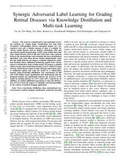 Synergic Adversarial Label Learning for Grading Retinal Diseases via
  Knowledge Distillation and Multi-task Learning