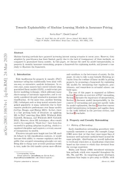 Towards Explainability of Machine Learning Models in Insurance Pricing