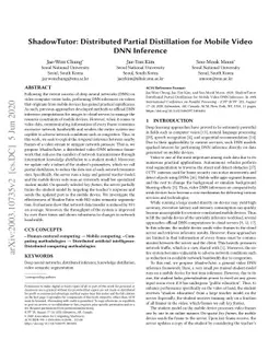 ShadowTutor: Distributed Partial Distillation for Mobile Video DNN
  Inference
