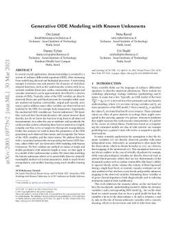 Generative ODE Modeling with Known Unknowns