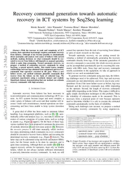 Recovery command generation towards automatic recovery in ICT systems by
  Seq2Seq learning