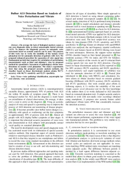 Bulbar ALS Detection Based on Analysis of Voice Perturbation and Vibrato