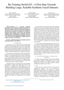 Re-Training StyleGAN -- A First Step Towards Building Large, Scalable
  Synthetic Facial Datasets