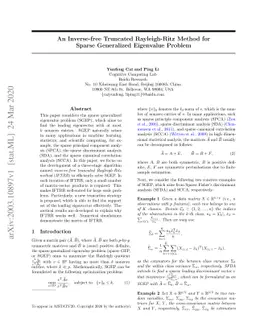 An Inverse-free Truncated Rayleigh-Ritz Method for Sparse Generalized
  Eigenvalue Problem