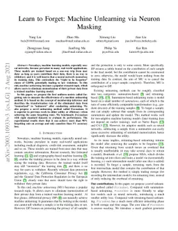 Learn to Forget: Machine Unlearning via Neuron Masking