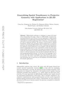 Generalizing Spatial Transformers to Projective Geometry with
  Applications to 2D/3D Registration